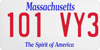 MA license plate 101VY3