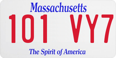 MA license plate 101VY7