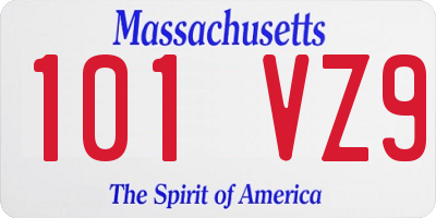 MA license plate 101VZ9