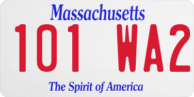 MA license plate 101WA2