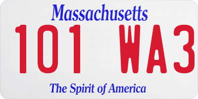 MA license plate 101WA3