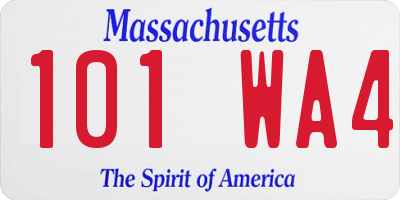 MA license plate 101WA4