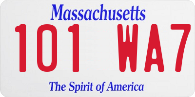MA license plate 101WA7