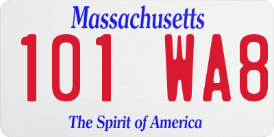 MA license plate 101WA8