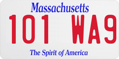 MA license plate 101WA9