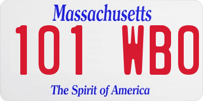 MA license plate 101WB0