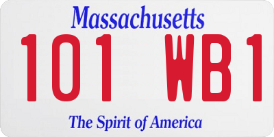 MA license plate 101WB1