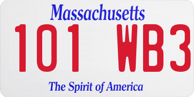 MA license plate 101WB3