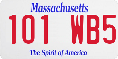 MA license plate 101WB5