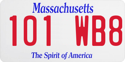 MA license plate 101WB8