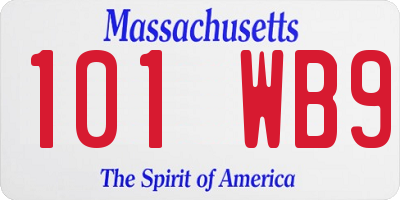 MA license plate 101WB9