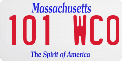 MA license plate 101WC0