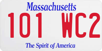 MA license plate 101WC2