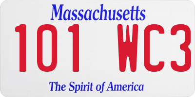 MA license plate 101WC3