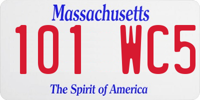 MA license plate 101WC5