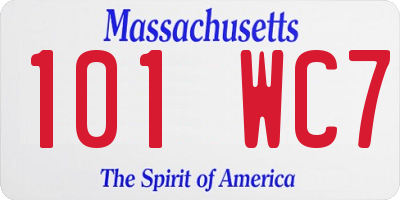 MA license plate 101WC7