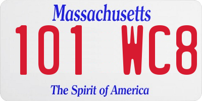 MA license plate 101WC8