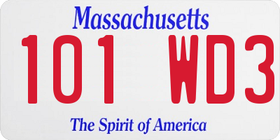 MA license plate 101WD3