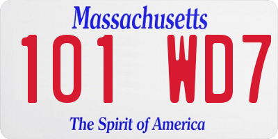 MA license plate 101WD7