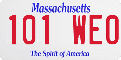 MA license plate 101WE0