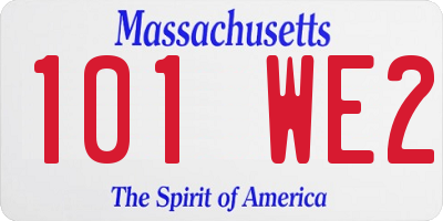 MA license plate 101WE2