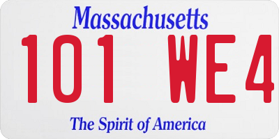 MA license plate 101WE4