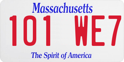 MA license plate 101WE7