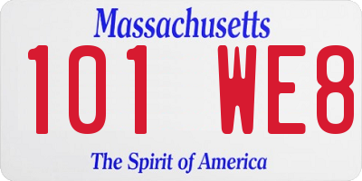 MA license plate 101WE8