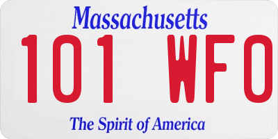 MA license plate 101WF0