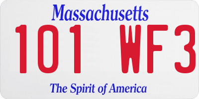 MA license plate 101WF3
