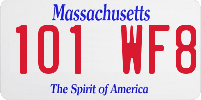 MA license plate 101WF8