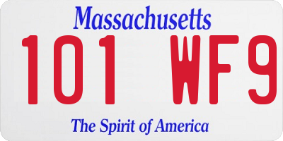 MA license plate 101WF9