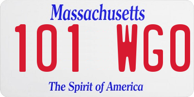 MA license plate 101WG0