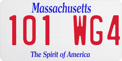 MA license plate 101WG4