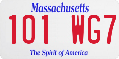 MA license plate 101WG7