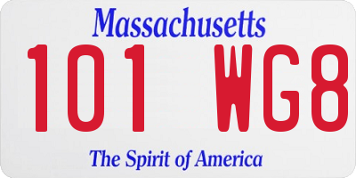 MA license plate 101WG8