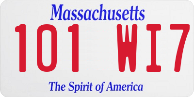 MA license plate 101WI7