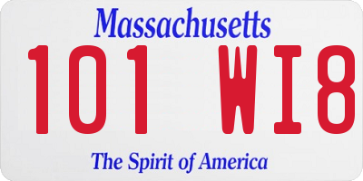 MA license plate 101WI8