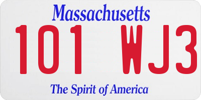 MA license plate 101WJ3