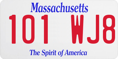 MA license plate 101WJ8