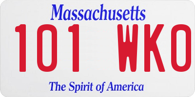 MA license plate 101WK0