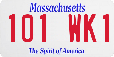 MA license plate 101WK1