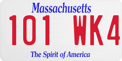 MA license plate 101WK4