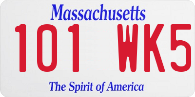 MA license plate 101WK5
