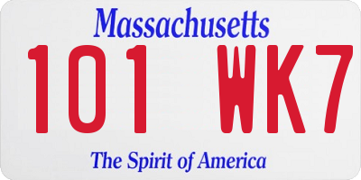 MA license plate 101WK7