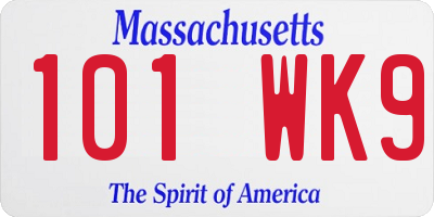 MA license plate 101WK9