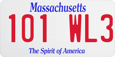 MA license plate 101WL3