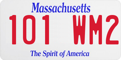 MA license plate 101WM2