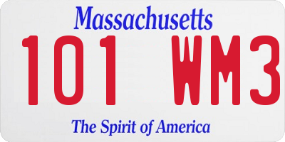 MA license plate 101WM3