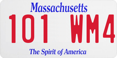 MA license plate 101WM4